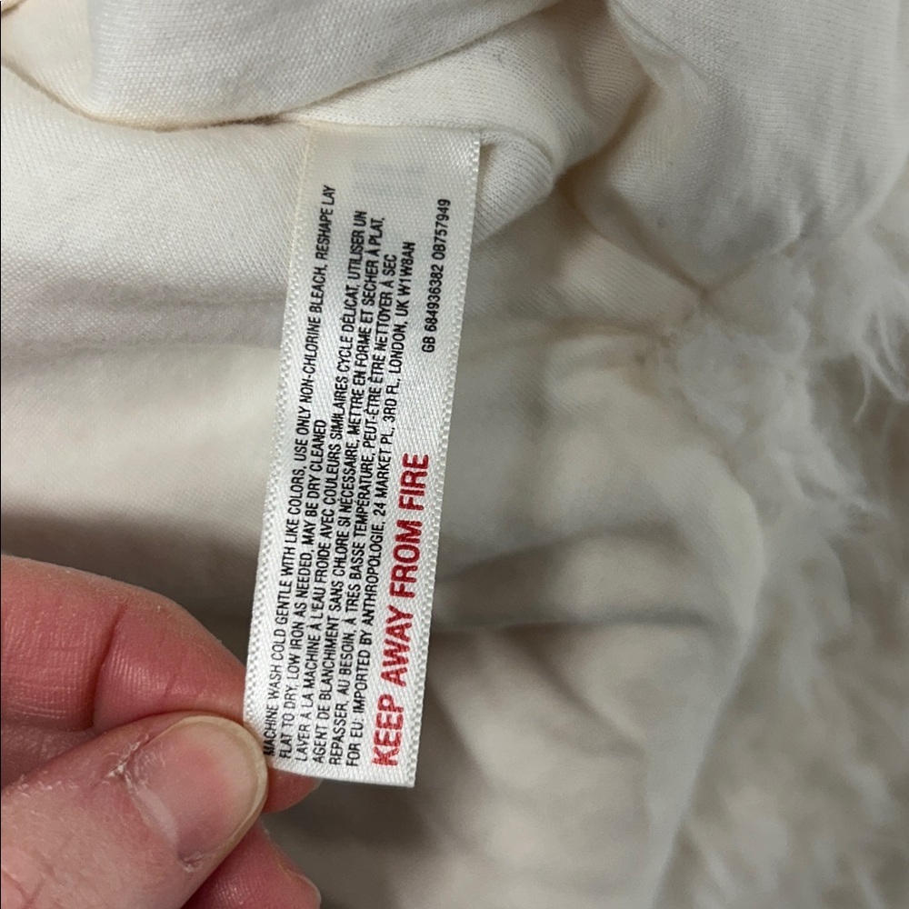 Anthropologie Cream Textured Top size medium fluffy towel, Sherpa sweater medium - Picture 5 of 8